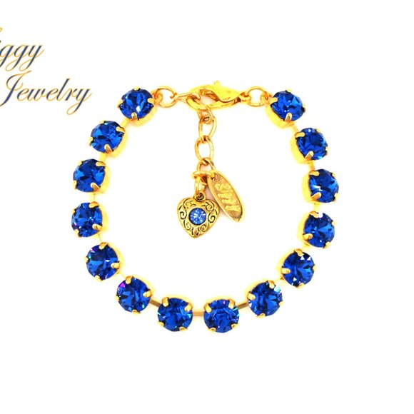 Capri Blue Tennis Bracelet made with Genuine Austrian Crystals in 8mm - Picture 7 of 7